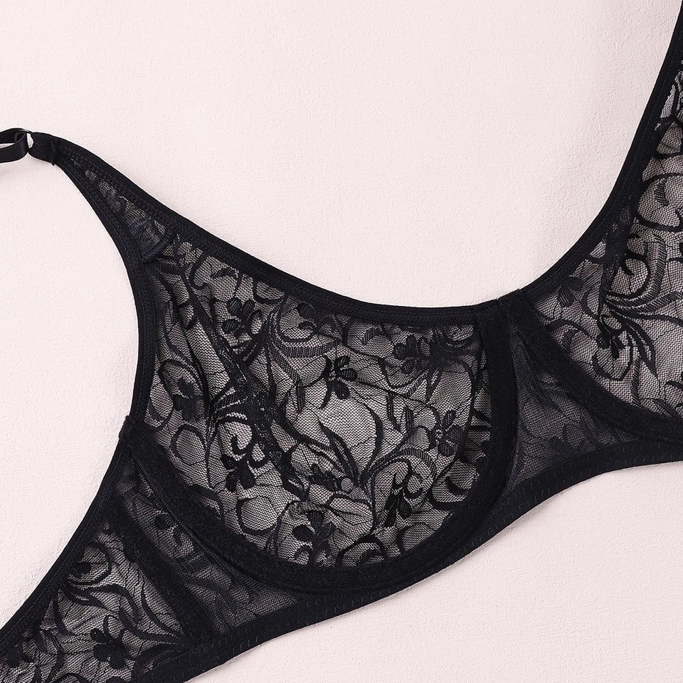 Sutiã feminino EUA sutiã de renda sutiã com fio sutiã lingerie sexy quente macio íntimo tops - Imagem 4 de 4