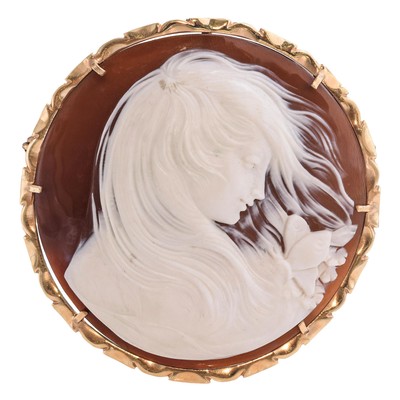 Vintage 14k Gelbgold signiert G Noto ''Der Wind'' Kamee Anhänger Brosche