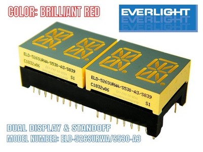 EVERLIGHT DUAL READOUT, ALPHANUMERIC, BRILLIANT-RED LED DISPLAY, S530-A3