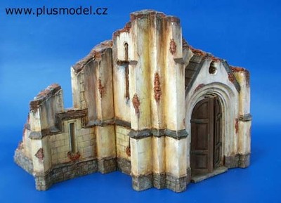 PLUS MODEL, Miniatur ruinierte Kirchenfassade zum Zusammenbauen und Bemalen M...