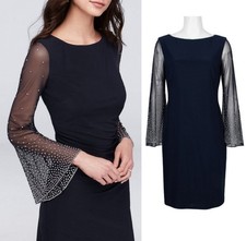 Cachet Black Dress 8  Embellished Bell Cocktail Party Dress Davids Bridal Lined