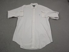 Ralph Lauren Shirt Adult 17 Extra Large XL White Pink Blue Pony Mens Check 90s