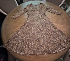 Chaps Medium Maxi Dress - 3/4 Sleeve, Shoulder Pads, Flowy - Nice Find
