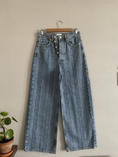 Women’s Ganni Wide Leg Organic Cotton Striped Baggy Jeans | W26 | Dual Closure