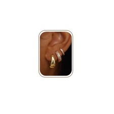 Small Chunky Hoop Earrings for Women, NonTarnish, Hypoallergenic, Huggie Silv...