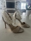 Sam Edelman Women’s US 6 Ivory Strappy Ankle Strap Open Toe Fringe Heels — photo 2