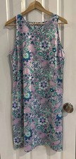 Talbots Dress Womens Size Large Petite Purple Floral Sleeveless Jersey Shift