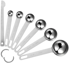 Stainless steel measuring spoons set of 7 for dry and liquid use