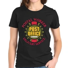 "Postal Worker Cotton Tee w/ 'POST OFFICE' Print - Colorful Short Sleeve Design"