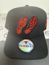 FERRETI Footprint/Skull Graphic Baseball Cap Black/Red Adjustable One Size Men