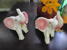 Pair White Elephant Figurines Set, Elephant A...