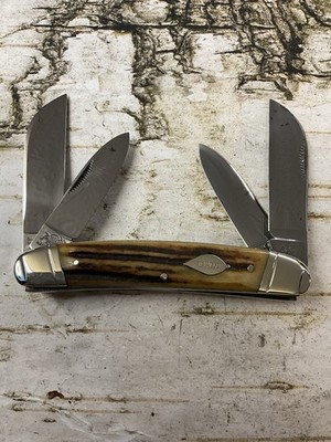 Bulldog Brand English Steel Tobacco Genuine Stag Large Congress Pocket Knife