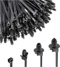 120PCS Car Push Mount Cable Zip Tie, Nylon Self Locking Cable Strap, Engine Bay