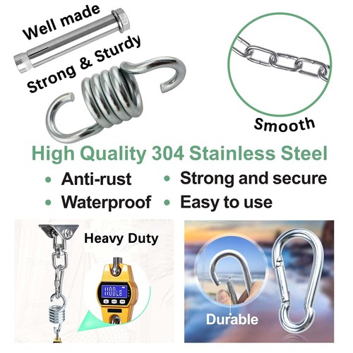 Hammock Chair Hanging Hardware Kit with Chain and Spring, Heavy Duty Porch Sw... - Picture 3 of 7