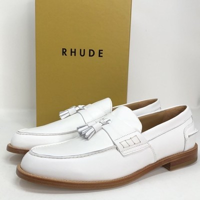 Rhude Mens White Tassel Leather Loafers Made In Italy - Size 11