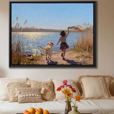Labrador Framed Dog Artwork Canvas Print Oil Painting Nature Wall Decor