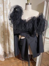 Alexander McQueen Women’s 44 Black Ruffle Button Lined Long Sleeve Blazer