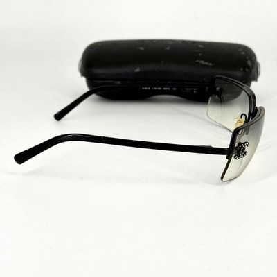 CHANEL 4104-B Rimless Sunglasses Rhinestone Coco Mark Black y2k