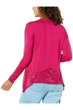 G by Giuliana Jersey Knit Lace-Hem Tunic Pink Tulip