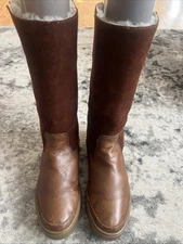 Frye Gemma  Women Tall Brown Leather Shearling-Lined  Boot Sz 8.5 M