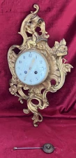 Delightful French Japy Freres Brass Cartel Wall Clock