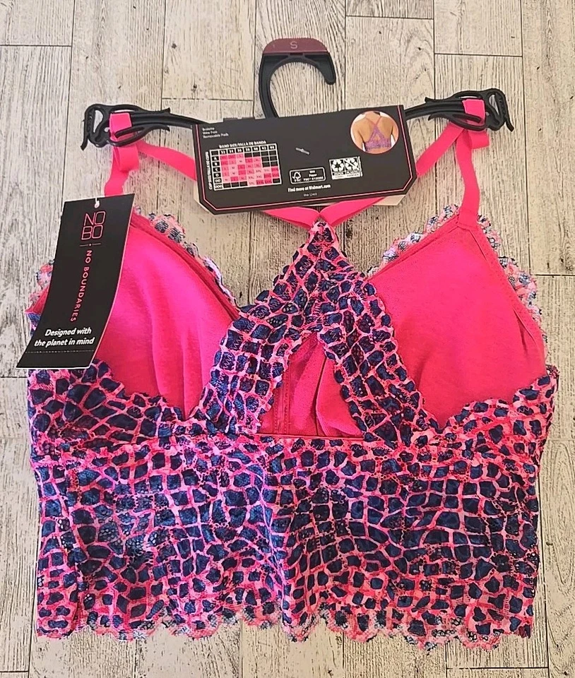 Bralette No Boundaries S M L y XL Encaje Longline Estampado Reptile Rosa NUEVO Foto 4 de 4
