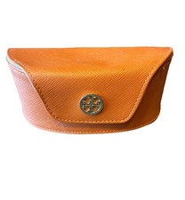 Tory Burch Orange Leather Eyeglass Sunglasses Case Size Large 6.5