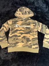 Champion Boys Camouflage Pullover Hoodie Logo Green Size S 8 
