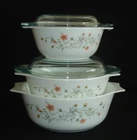 PYREX - 5 pc. JAJ England SPRING GARDEN / Emily Casserole, Lid Set