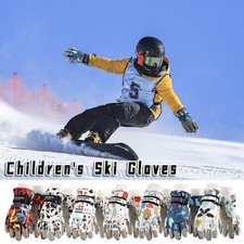Kids Ski Gloves Winter Plush Windproof Waterproof Touchscreen Cartoon Gloves.