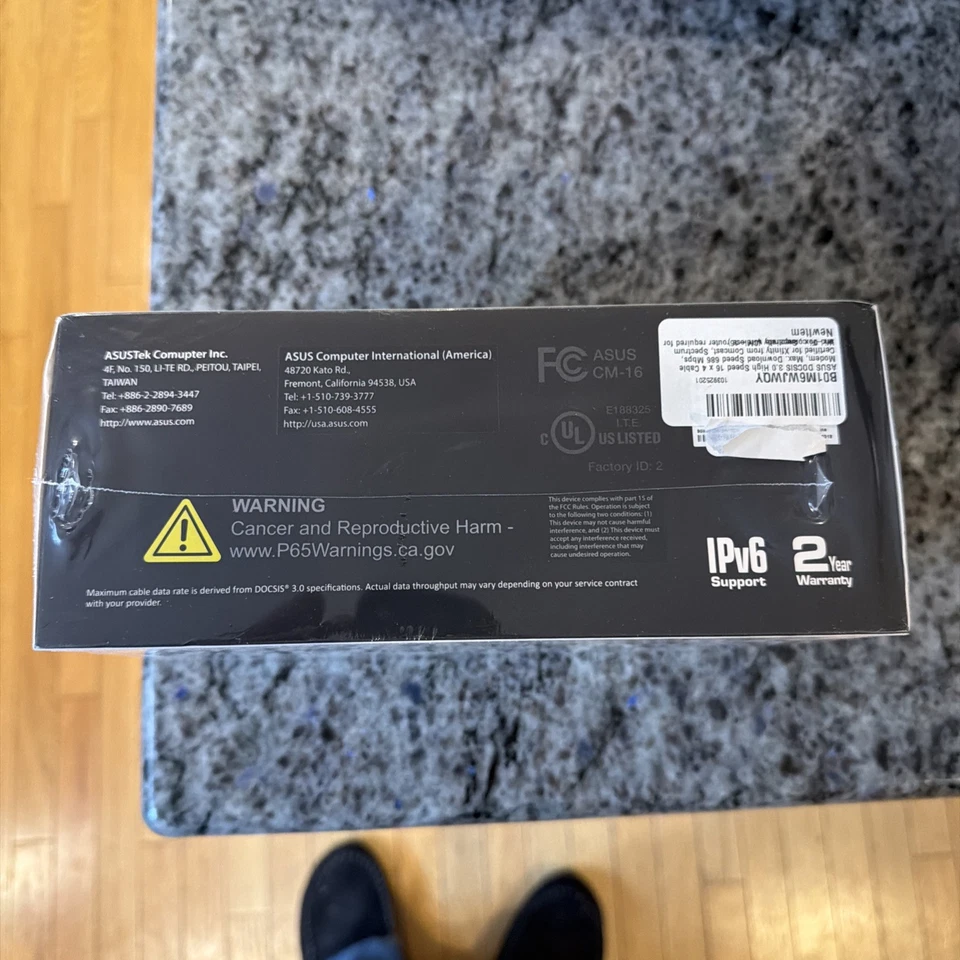 Cable módem Asus CM-16 DOCSIS 3.0 Gigabit LAN 686Mbps con cable de alimentación y Ethernet Foto 2 de 3