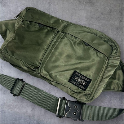 #ad Yoshida Porter Tanker 2Way Waist Bag Shoulder b ag Sage green Iron Buckle $126.00