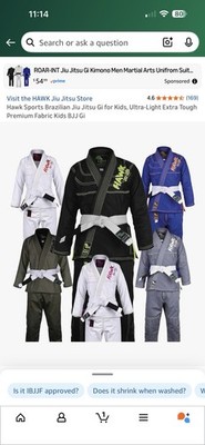 Hawk Sports Brazilian Jiu Jitsu Gi for Kids, Ultra-Light Extra Toug... K3