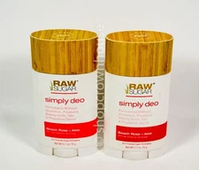 2 RAW SUGAR Simply Deo BEACH ROSE + ALOE Deodorant 2.7oz Vegan