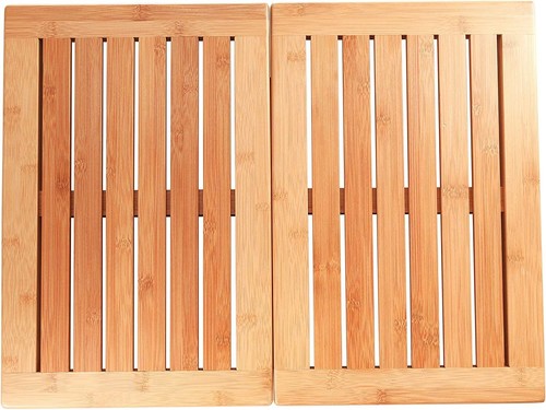 Bamboo Bath Mat - Foldable Wood Shower Mat Non-Slip Bathroom Mat for Spa Saun... - Picture 7 of 8