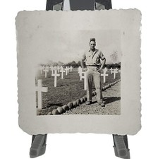 WW2 Era Photo U.S. GI Military Cemetery