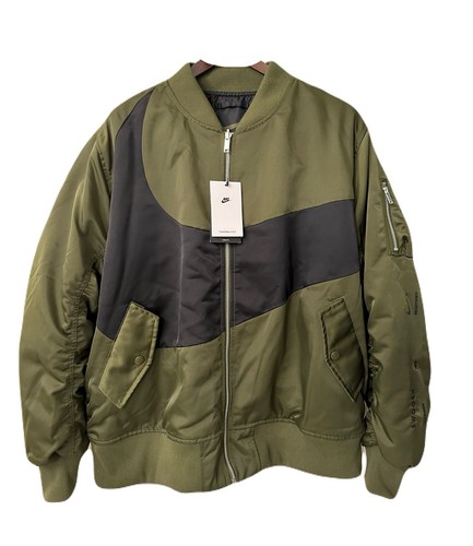 NEW Nike Mens Size XL Therma-Fit Big Swoosh Reversible Jacket Bomber Green Black - Picture 3 of 9