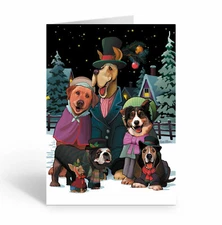 Caroling Goes to the Dogs Christmas Cards - 18 cards & white envelopes - 20036