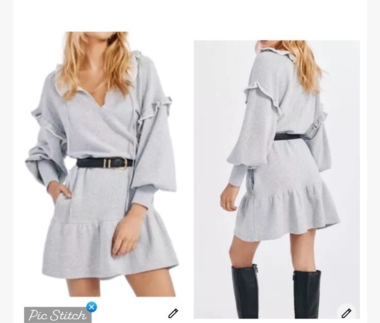 something navy ruched sweatshirt dress Something Navy Gray Ruffled Sweatshirt Dress size XXS