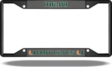 Miami Hurricanes Black License Plate Frame