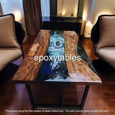 Ocean Wave Epoxy Resin Dining Table Top Handmade Furniture Top Office Desk Decor