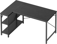 L-Shaped Desk, 47 Inch Gaming & Home Office Desk with Reversible Storage Shelves