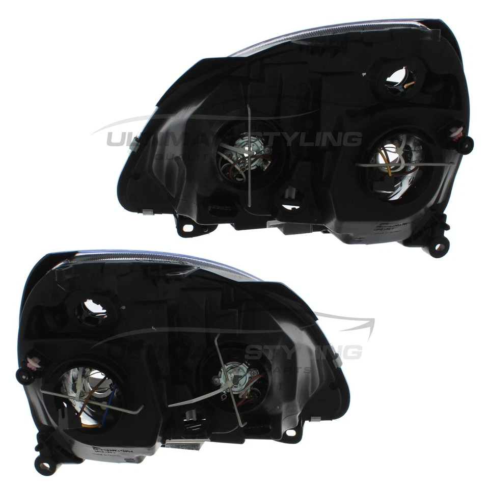 Headlights Renault Clio Mk2 2001-2005 Black Surround Headlamps Pair Left & Right - Image 2 of 4