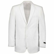 Victorio Couture Men's White 2 Button Slim Fit Poplin Polyester Suit NEW