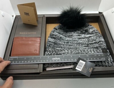 2 Pc Set Frye Beanie & Card Case Birch Wide Cable Cuff Hat | The Frye Company main image 4