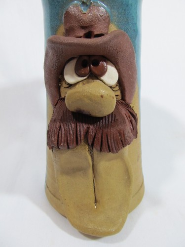Collectible 'Western Cowboy' Ugly Mug Cup Tankard - Signed K - Teal Blue - Picture 3 of 10