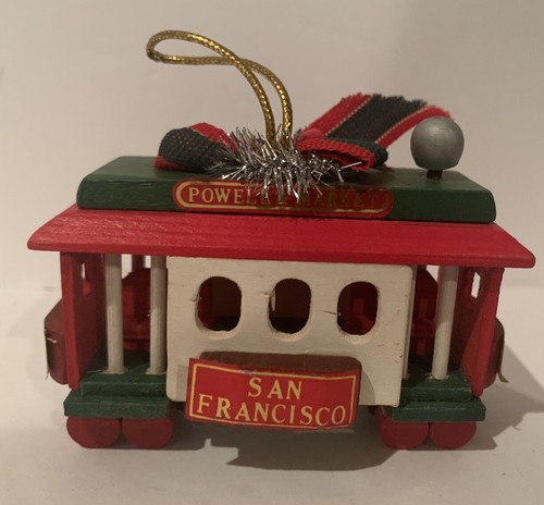 Wooden Powell & Market San Francisco Trolley Street Car Wood Christmas Ornament - Picture 4 of 6