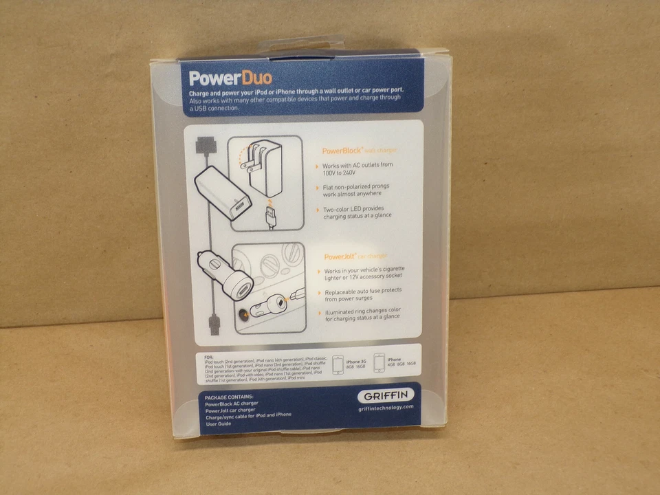 Cargador de alimentación Griffin Technology PowerDuo 2 amperios para iPad, iPhone y iPod (BLANCO) Foto 3 de 4