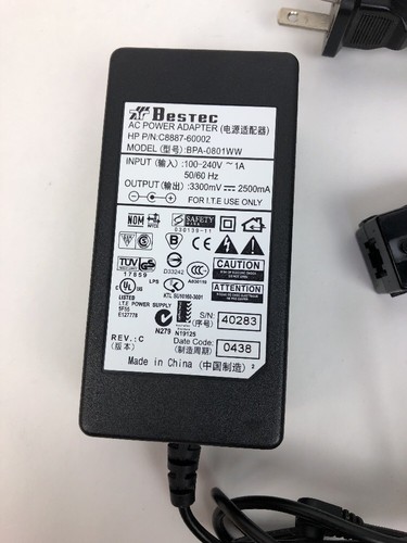 Bestec BPA-0801WW 100-240v AC 1A 3.3V 3300mV DC 2.5A 2500mA Meter Tested Working - Picture 2 of 5
