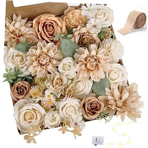 Artificial Flowers Rose Silk Flower Combo Foam Roses Bulk Decor Set Nude Color